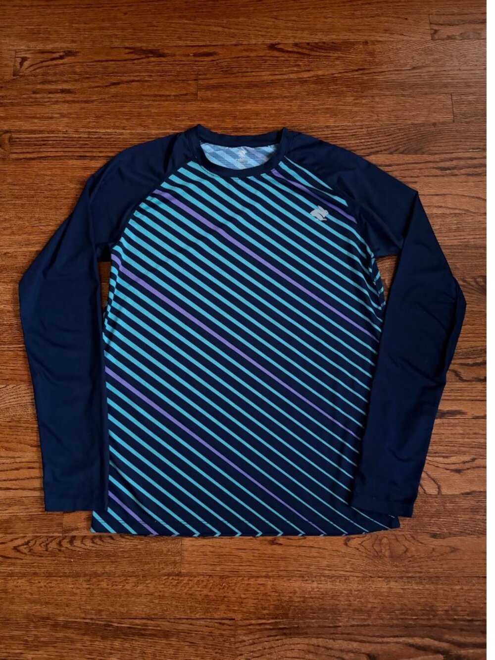 Rabbit Running EZ tee Men's Long Sleeve Running Shirt Size S Striped